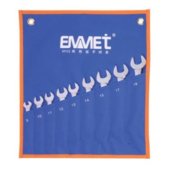 埃米頓9PCS 9件精拋平面兩用扳手組套（布袋裝）